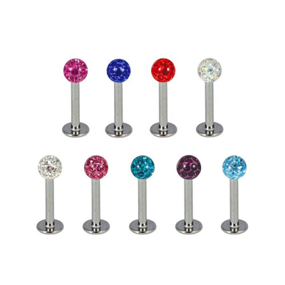 Multiple Colors Vertical Labret Piercing Jewelry 16 Gauge Shiny Screw Balls