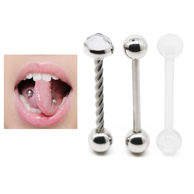 Acrylic Material Screw Barbell 14G Surgical Steel Tongue Jewelry