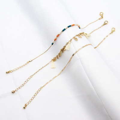 26mm Beaded Bracelets Jewelry Hollow Leaves Tassel Feel With Orange Blue Acrylic Beads