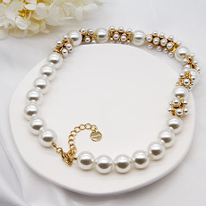 Pearl Moissanite Fashion Jewelry Necklaces Round Hoop Shape For Women