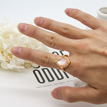 Custom Gemstone Pearl Jewelry Adjustable Engagement Jade Ring 15 - 18mm For Women