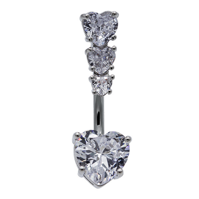 Snow Flower Diamond Clip On Belly Button Rings Claw Setting Inlay Surgical Grade Steel