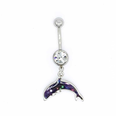 Double Zircons Body Piercings Jewellery Silver Dolphin Body Jewelry 6mm