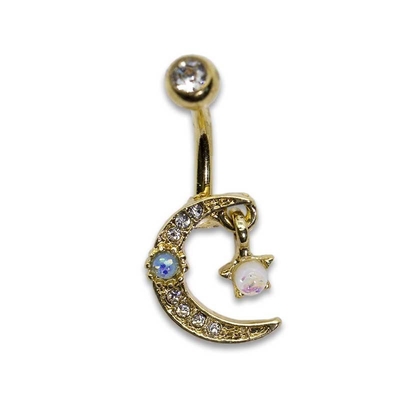 Shiny Moon Star Dangle Belly Button Piercings Jewelry faux opal gem ODM