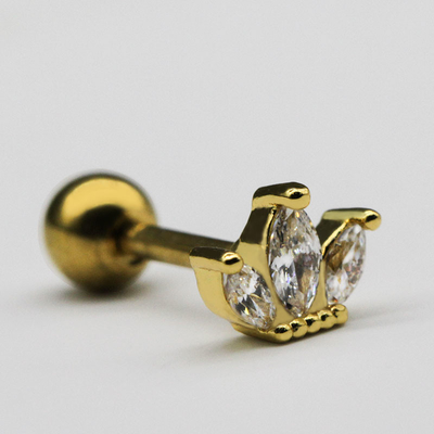 Gold Color Plated Ear Piercing Jewellery 16 gauge Golden Moon