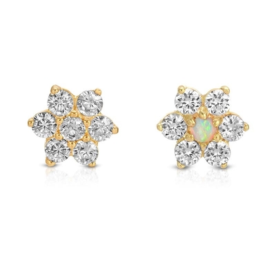 Clear Gems ear cartilage earrings Gold Flower Ear Piercing Jewelery 18G