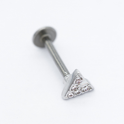 V Shape Crystal Gems Labret Back Earrings Surgical Steel 8mm