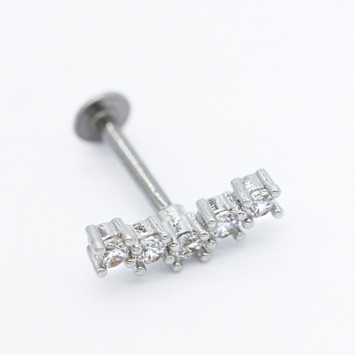 316L Surgical Steel Body Jewelry 5pcs Zircon Stones Labret Stud Earrings