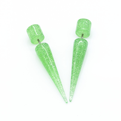 18G 6mm Green Spiral Ear Tapers Glitter Acrylic Tapers For Stretching