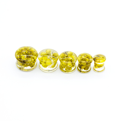 13mm Yellow Flower Ear Plug Tunnels Acrylic Gauged Ear Jewelry