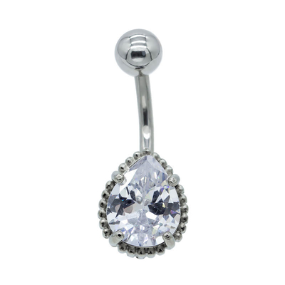 Small Belly Button Rings Surgical Steel Water Drop Crystals Piercing Jewelry