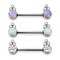 Shiny Opal Gems Pure Titanium G23 Nipple Rings 14G 1.6mm Steel color