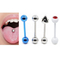 Blue Color Red Crystals 14 Gauge Tongue Piercing Jewelry Fish Head Design
