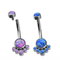 Flower Dangle Titanium Body Jewelry 14G 1.6mm With Shiny Blue Opal Gem
