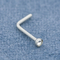 L Shape 316 Stainless Steel Nose Piercing Jewellery 20G 0.8mm Clear crystals