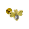 Cute Bee Design 316L Surgical Steel Labret Stud With Shiny Crystals