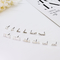 316 Stainless Steel Silver Ear Stud Geometry Letter Design With Shiny Clear Crystals