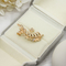 Luxury Alloy Gold Earrings Studs Leaf Flower Shape Shiny Crystals 4 Pcs