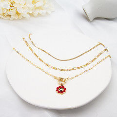 Gold Fashion  Diamond Castle Necklace Carnelian Pendant Necklace For Women