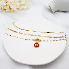 Gold Fashion  Diamond Castle Necklace Carnelian Pendant Necklace For Women