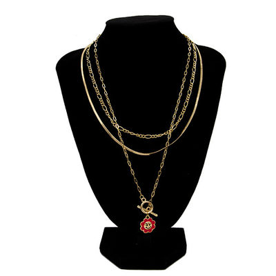 Gold Fashion  Diamond Castle Necklace Carnelian Pendant Necklace For Women