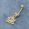 316 Stainless Steel Body Piercings Jewellery Gold Plated Lotus Dangle Pink Gem