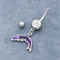 Double Zircons Body Piercings Jewellery Silver Dolphin Body Jewelry 6mm