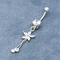 12mm Tassel Silver Belly Button Piercing Round Diamond 316 Stainless Steel Body Jewelry