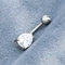 Round Body Piercings Jewellery Tear Drop Crystal Belly Ring Double zircon 10mm