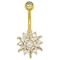 Gold Body Piercings Jewellery Flower Dangle Belly Button Piercing 12mm