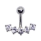 White Gold Color Hypoallergenic Belly Button Rings Five Zircons Navel Ring 10mm