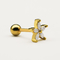 Gold Flower Ear Piercing Jewellery Clear Gems 1.2mm 16 Gauge Earrings Studs