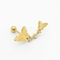 Crystal double gold butterfly earrings studs 316 Stainless steel 8mm