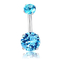 Double Blue Zircon Stones 14G Titanium Piercing Jewelry Opal Navel Ring