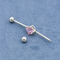 Pink Zircon Stone Industrial Bar Jewelry 40mm Surgical Steel Piercings