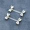 Clear Acrylic Bar Silver Nipple Piercing Jewelry Heart Zircon 14G 1.6mm