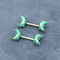 14G 1.6mm Double Nipple Piercing Jewelry Blue Green Dichroic Moon End