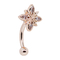 Rose Gold Eyebrow Piercing Jewelry Clear Gems Flower 16G 316 Stainless Steel