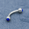 Blue Crystal Gem Eyebrow Barbell Piercing Jewelry 316L Stainless Steel 8mm