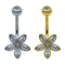 Flower Marquise Crystals Silver Gold Navel Belly Ring Surgical Steel Piercing 14G