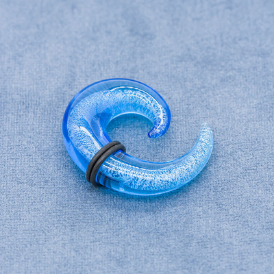 Acrylic Material Ear Plugs Tunnels Spiral Shiny Blue Color With Leather Hoops