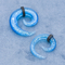Acrylic Material Ear Plugs Tunnels Spiral Shiny Blue Color With Leather Hoops