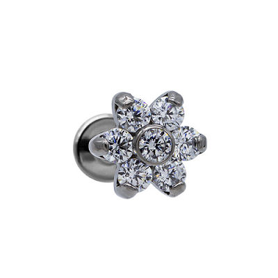 Colorful Crystal Titanium Piercing Jewelry Internal Thread Labret Style Nose Ring